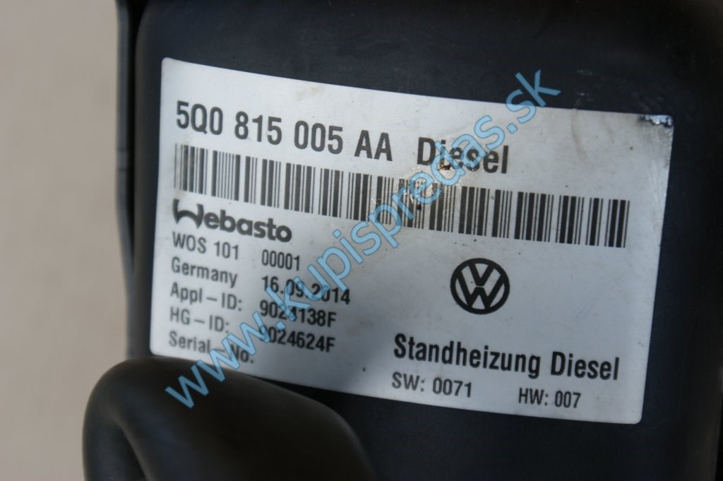 Nezávislé kúrenie Webasto VW GOLF VII 2.0TDI  